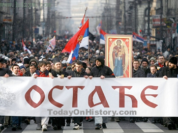 科索沃正式宣布独立（转自：历史上的今天。中国）