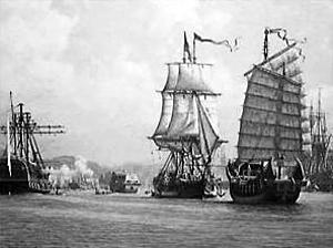 美国商船『中国皇后』号首次抵达广州黄埔港