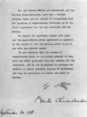 出卖捷克的慕尼黑协定签署